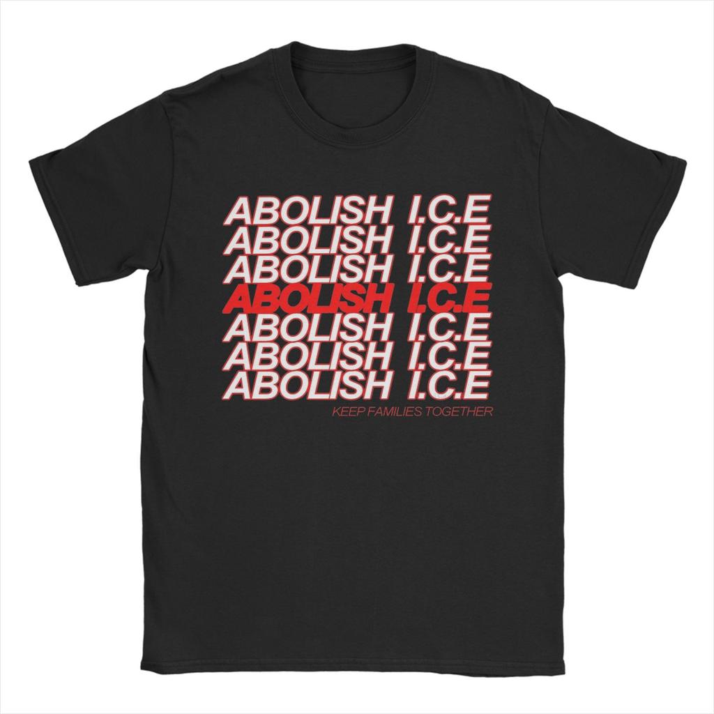 Abolish ICE Men T Shirt Vintage Tees Short Sleeve Round Collar TShirt Pure Cotton 4XL 5XL Clothes