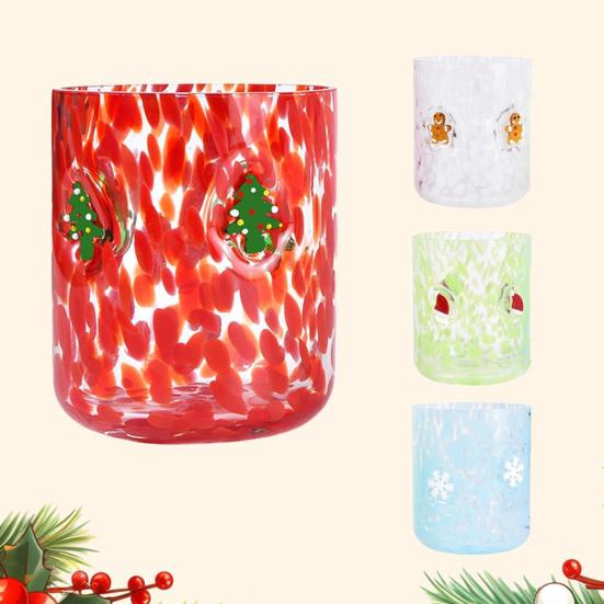 Hand Painted Christmas Juice Glasses 450ml Heat Resistant Coffee Mug Milk Juice Beer Cup Dining Table Decoration Cup