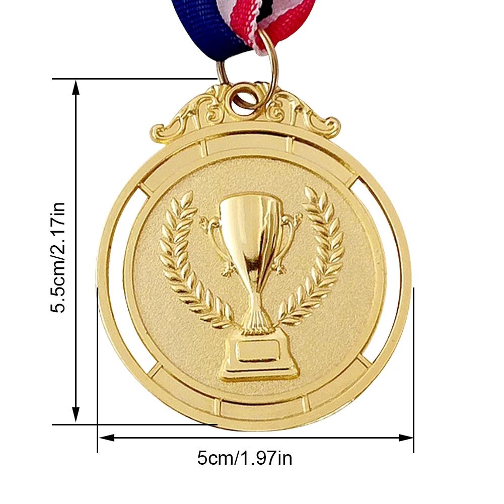 50PCS Médailles d'Award Or Argent Bronze Rondes avec Ruban pour le Cou 2 Pouces Médailles Récompense Vainqueur Compétition de Football Prix