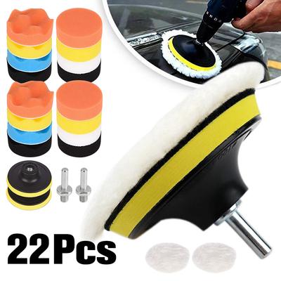 22Pcs 3 Inch Car Polisher Polisher Reusable Buffer Drill Wheel Polisher Washable Wool Fiber for Auto Motorcycle Remove Scratches