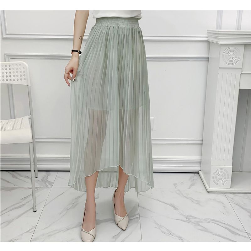 

Омолаживающая плиссированная юбка с неровным эластичным высоким поясом, прилегающего силуэта Light green XS