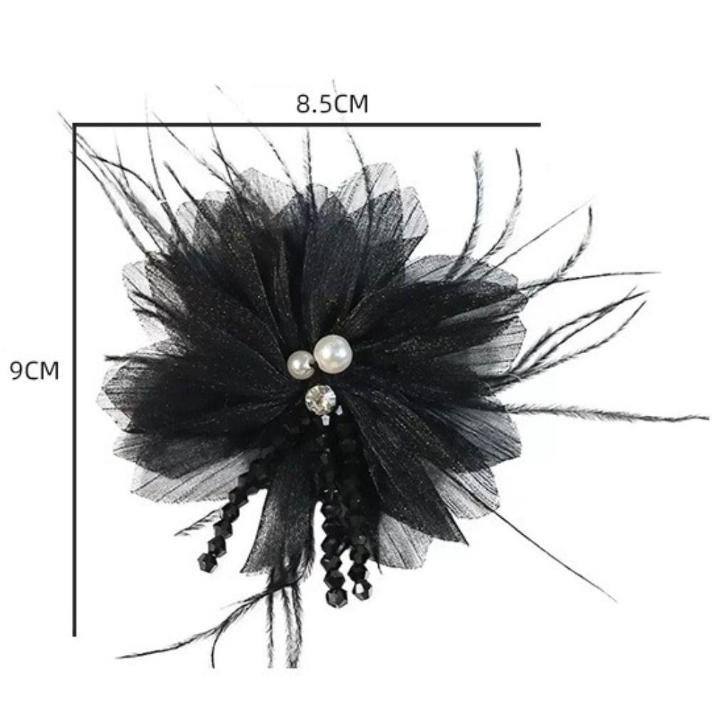 Organza Flower Accessories Crystal Tassel Detail Flower DIY Headdress Part Glitter Crystal Inlay Hair Decor Hair Crown Making