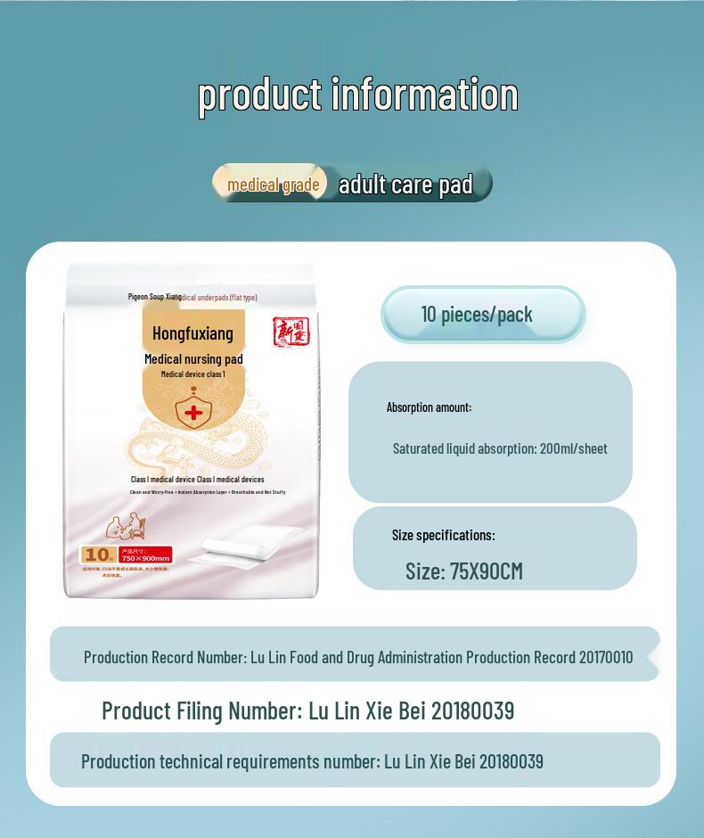 Hongfuxiang 75x90 Adult Incontinence Bed Pad for Elderly & Postpartum Care