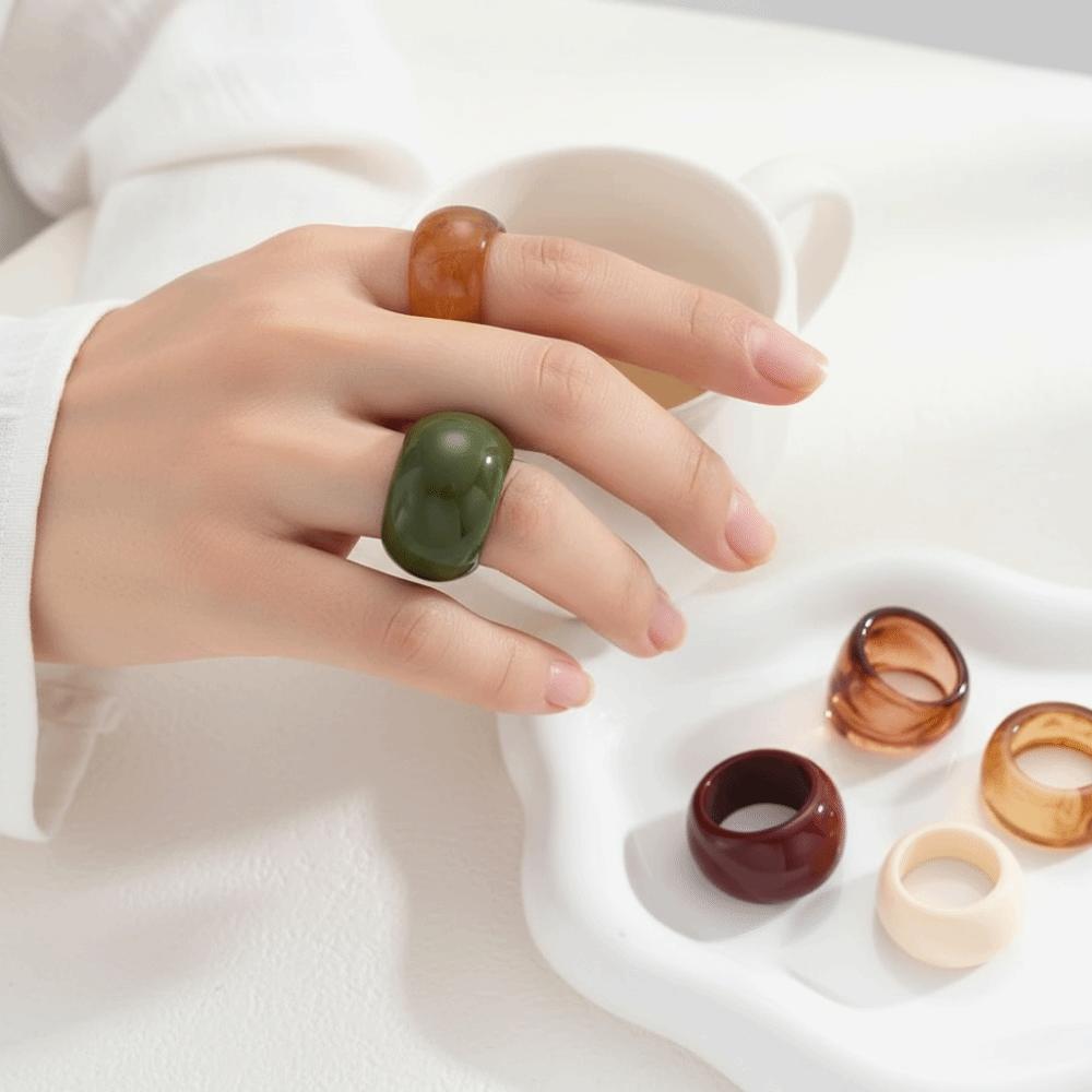Adjustable Vintage Resin Rings Minimalist Personality Rings Geometric Resin Ring Set  Jewelry
