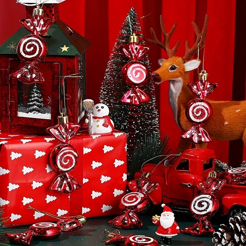 6pcs Ornaments Christmas Candy Hanging Ornaments Christmas Party Decoration Pendant Christmas Gifts Garland Decoration,6 Colors