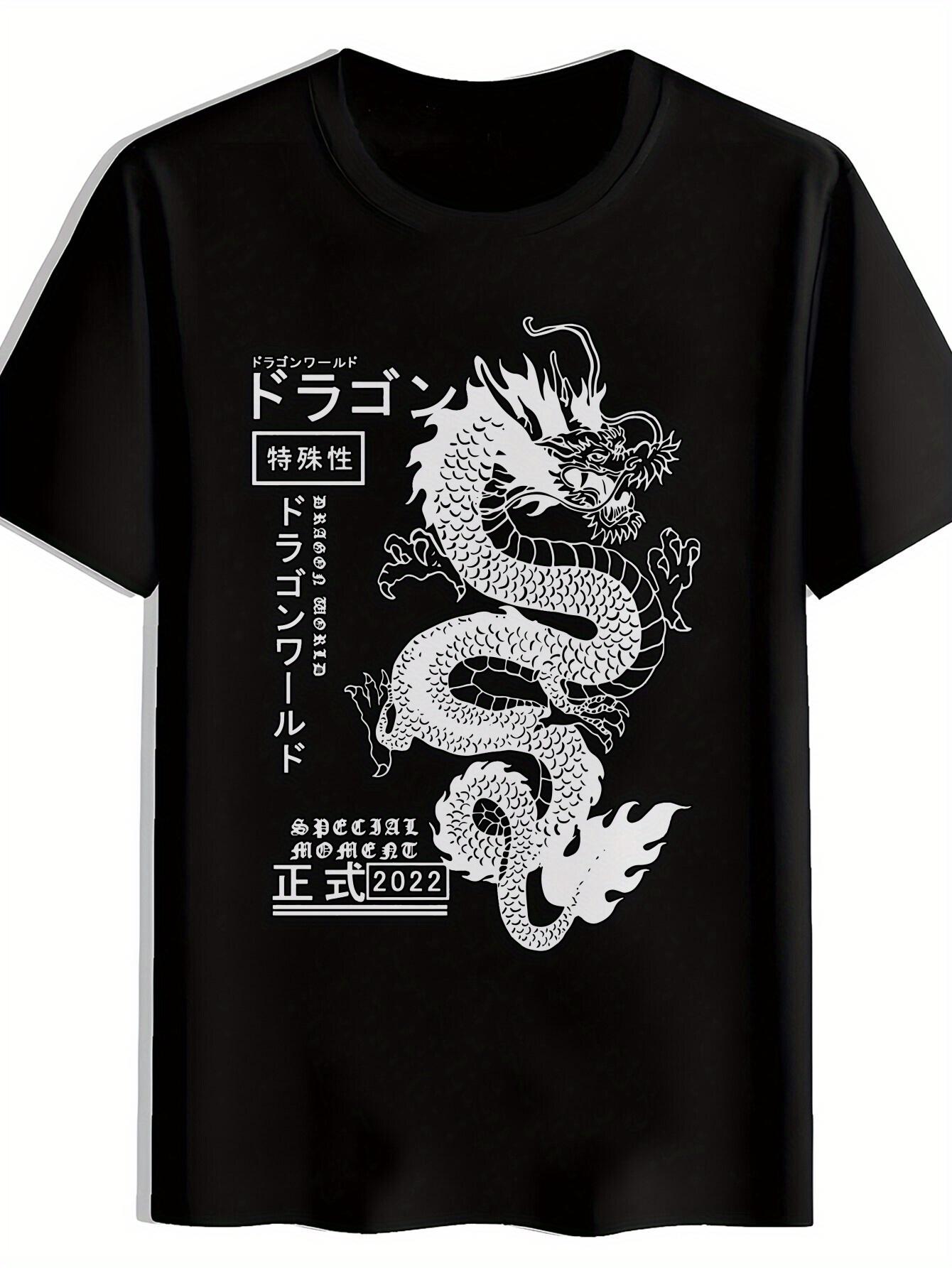 T-shirt Black Dragon Graphic - Japanese Text XXL