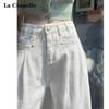 La Chapelle Damen High-Waist Jeans mit weitem Bein aus Denim