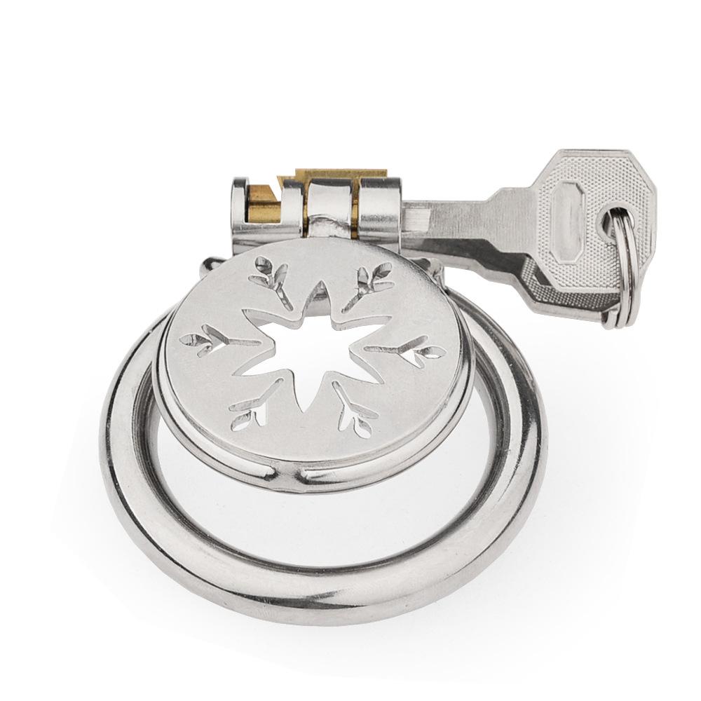 SOURCE Sexy Chastity Lock Gymnastics Lock Stainless Steel Men's Flat Snowflake Chastity Lock Anti-Escape SM