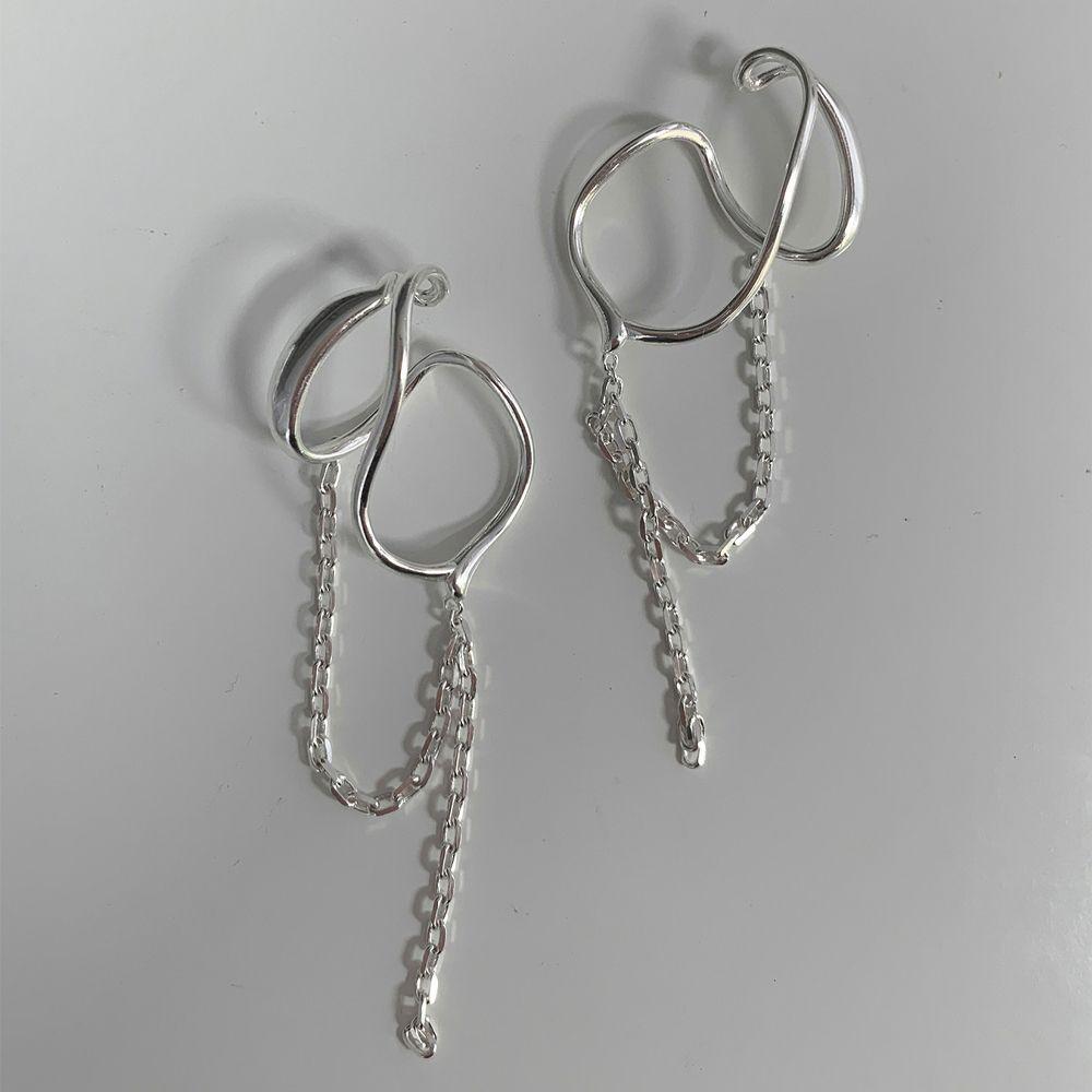 Keine gestochenen unregelmäßige C-Form Quaste Clip-on Ohrringe Damen Ohrclip Hängeohrringe Koreanischer Ohr-Cuff