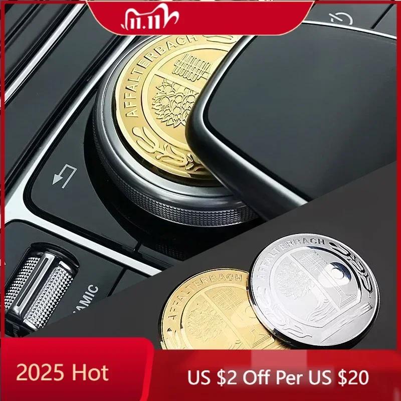 FJR5 For Mercedes Benz 1pcs 48mm Car Central Control Multimedia Knob Cover Sticker For Mercedes Benz AMG GLC GLE CLA GLA W205 W211 W2