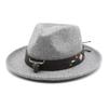 Thickened Dragon And Phoenix Cowboy Hat, Crimped Top Hat, Bull'S Head, Hidden Felt Hat, Big Brim, Horseback Riding Gentleman'S Hat, Felt Hat