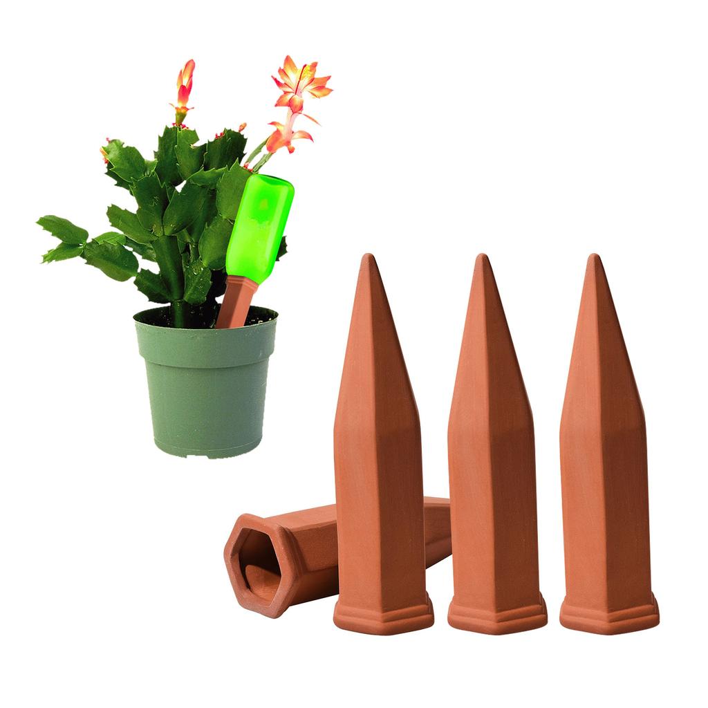 4pcs Terracotta Watering Spikes Automatic Self Watering Stakes Plant Watering Devices for Wine Bottles Recycled Bottles