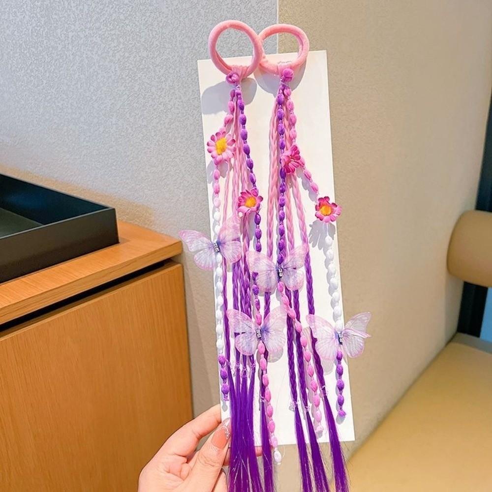 Adjustable Colorful Wigs Ponytail Rubber Band Elastic Hair Ornament Cute Braided Head Rope Daily