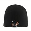 Pc Basset Hound Knitted Skull Cap  Black Ribbed Winter Hat for Unisex Women Keep Warm Fall Winter Beanie Halloween Christmas