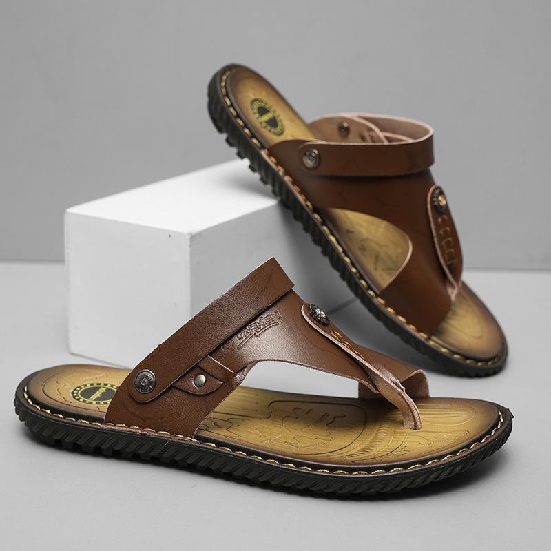 2025 New Summer Men's 2668 Large Size Sandals Trendy Men's Foot-pinching Herringbone Beach Shoes Men's Cool Slippers