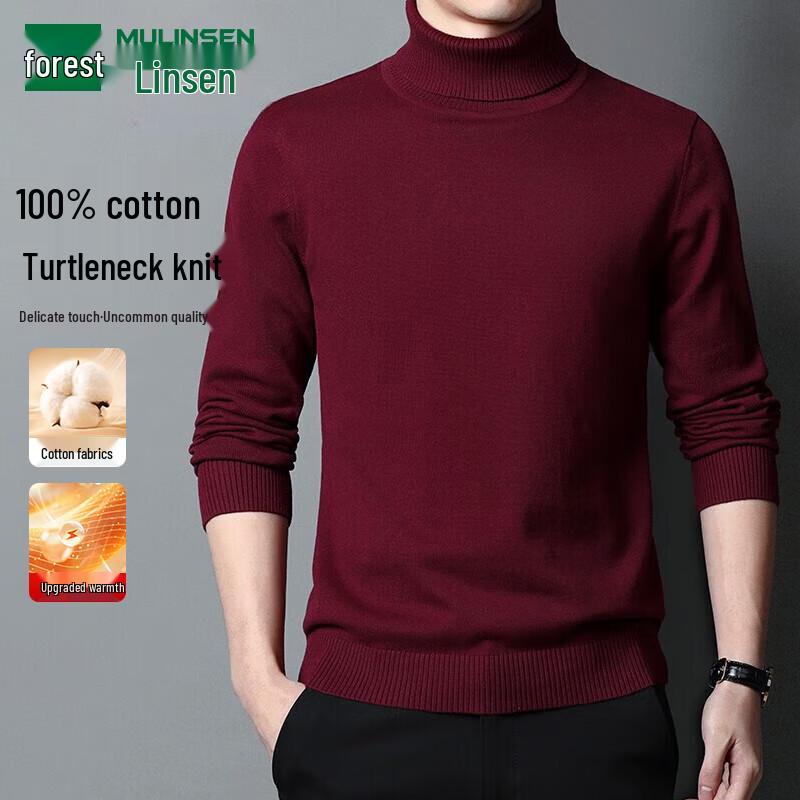 Мужской свитер с высоким воротником из чистого хлопка MULINSEN 3XL