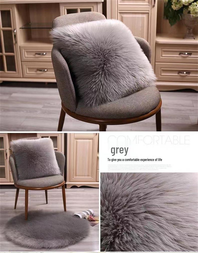 Modern Solid Color Faux Wool Fur Plush Cushion Pillow