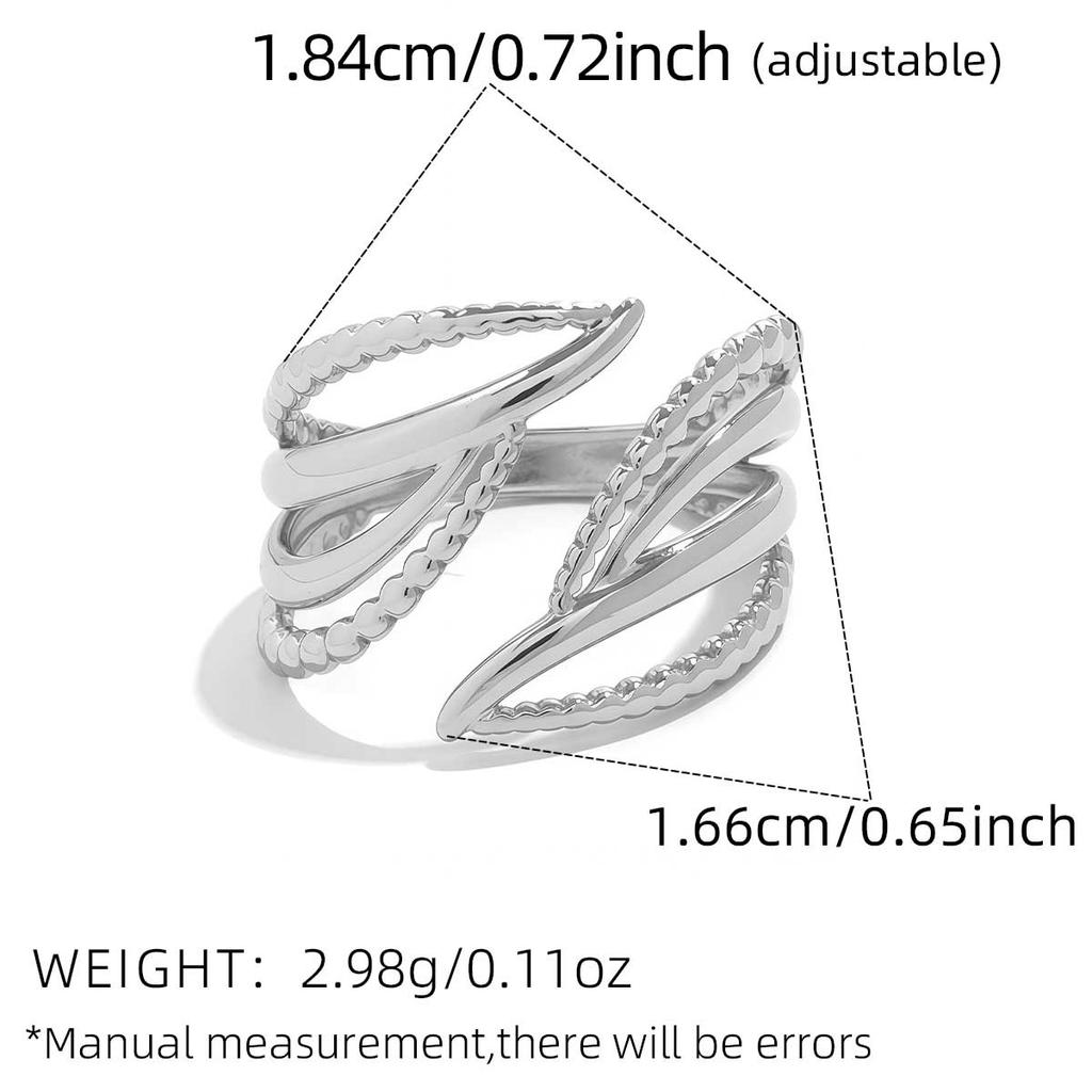Stainless Steel Line Hollow Opening Rings for Women Men Fashion Personalized Design Waterproof Rings Party Jewelry Accessories