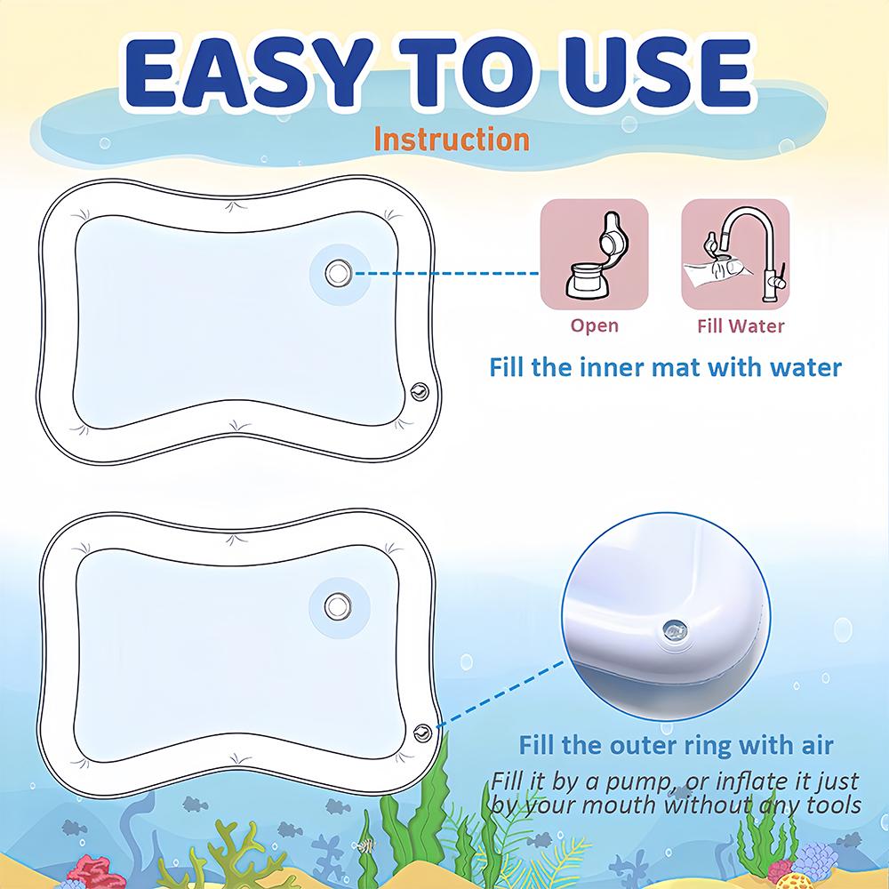 1Pc Blue Whale Inflatable Pvc Playing Water Mat Baby Toddler Pad Early Education Activity Toys Mat Cushion Gift