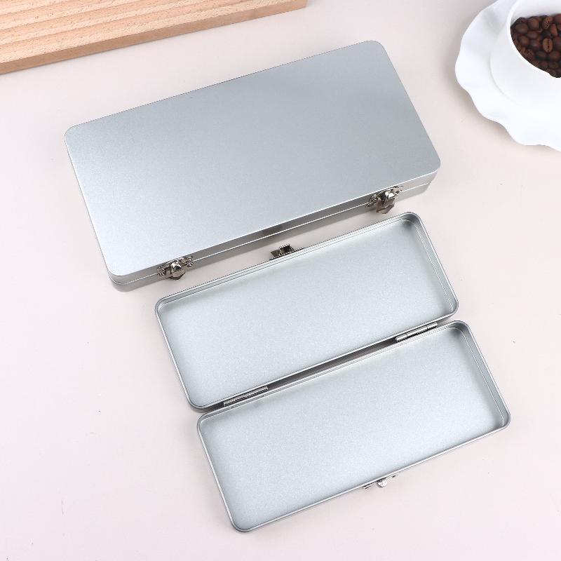 1Pcs Home Office Supplies Durable Silvery Gray Metal Rectangular Box With Lid-Ideal For Bills Cosmetics Storage
