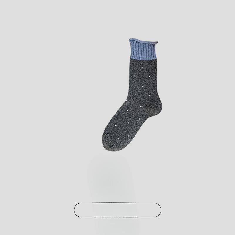 Women's Autumn and Winter Thickened Warm Contrast Color Polka Dot Wool Drum Pile Socks