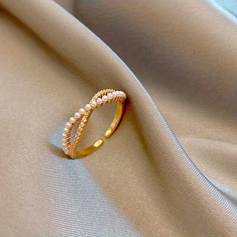 Chic Rhinestone Crisscross Open Ring