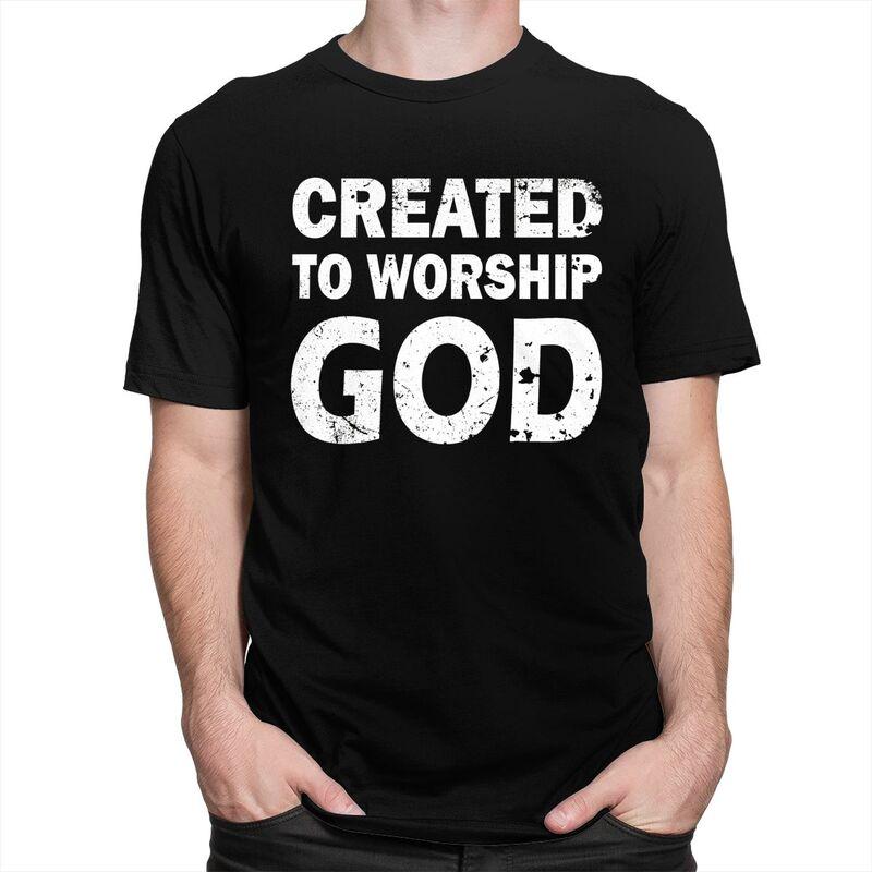 Created To Worship God T Shirts 100 Cotton Tee Tops Streetwear O Neck Tshirts Fashion Short Sleeve Clothing For Men