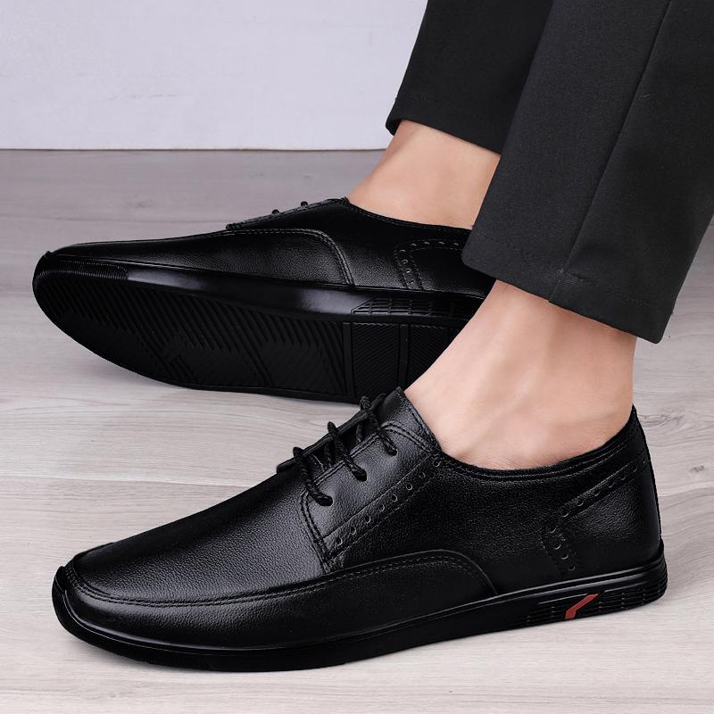Versatile Men Outdoor Casual Shoes Business Office Formal Men's Genuine Leather Footwear Youth Latest Trend Flats Oxford Shoes