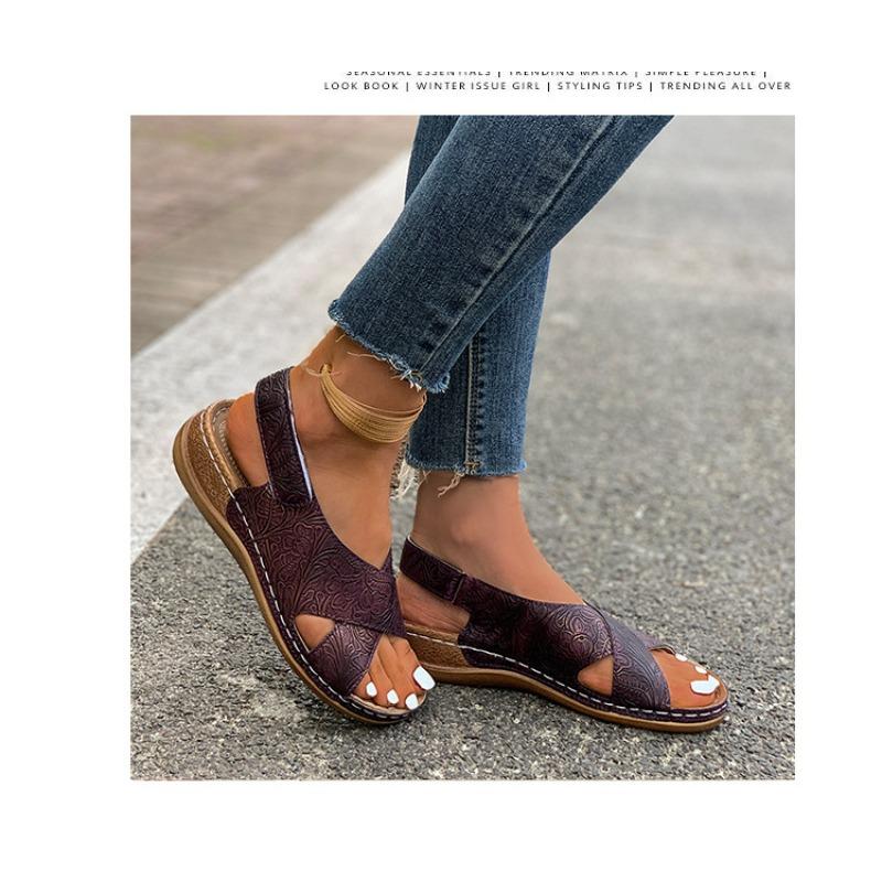 Plus Size Wedge Platform Sandals Summer Fish Mouth Velcro Beach Open Toe Sandals