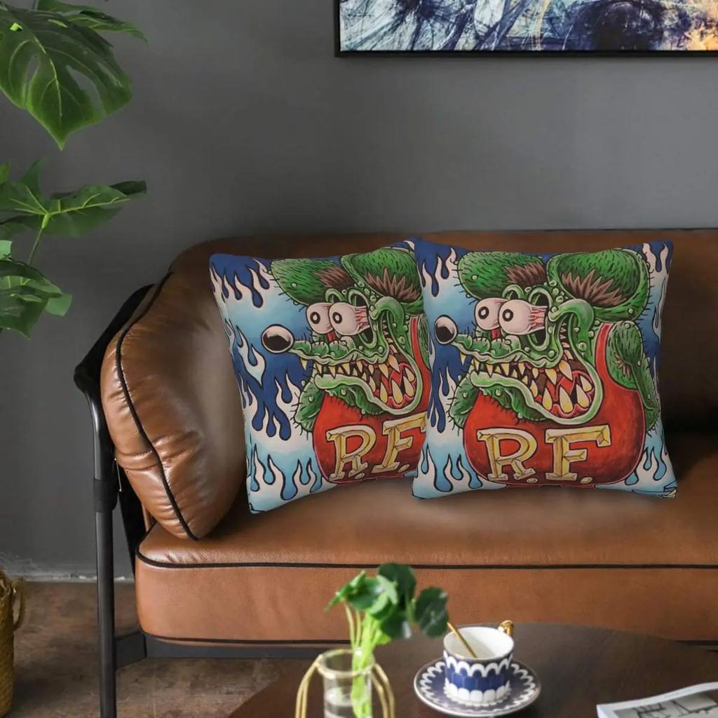 Rat Fink 2 Pcs Square Pillowcase Pillow Cover Cushion Decor Comfort Throw Pillow For Home Bedroom