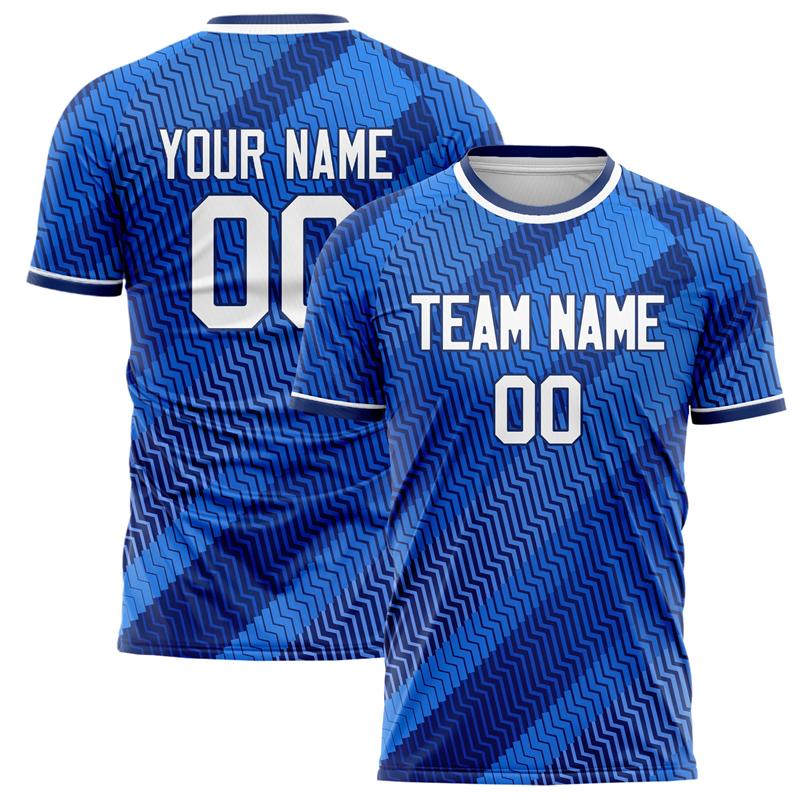 Customized Team Name Number Name Football T-shirts Personalized DIY Crew Neck Blue Sport T Shirts Loose Quick Dry Team Uniform