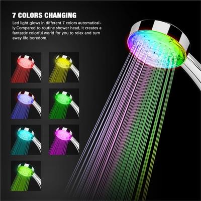 Rainbow LED Shower Head 7 Color Light Up Water Power Bathroom Handheld Sprayer