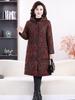 Stylish and Warm Mid-Length Floral Cotton Jacket for Middle-Aged Women, Plus Velvet, Thickened for Winter