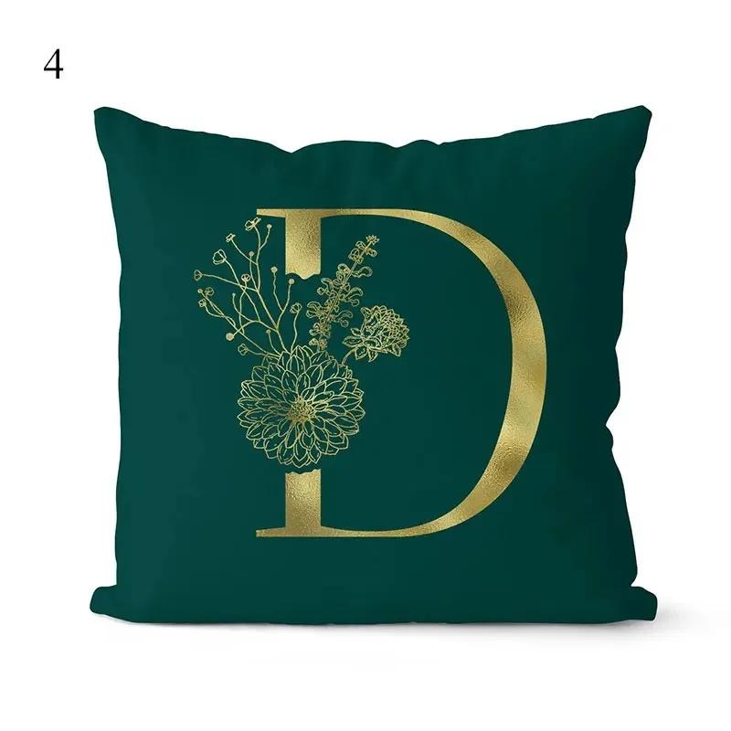 1Pc Green Pillow Cover 45*45cm Gold Letters Throw Pillow Cushion Cover Car Home Decoration Sofa Cushion Covers Pillowcase