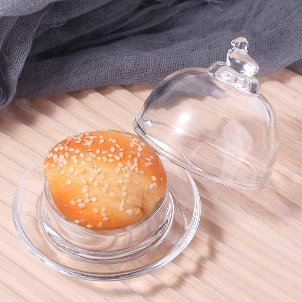 with Dust Cover Storage Tray Glass Dessert Plate Multi-Function Cake Display Plate  Fruit