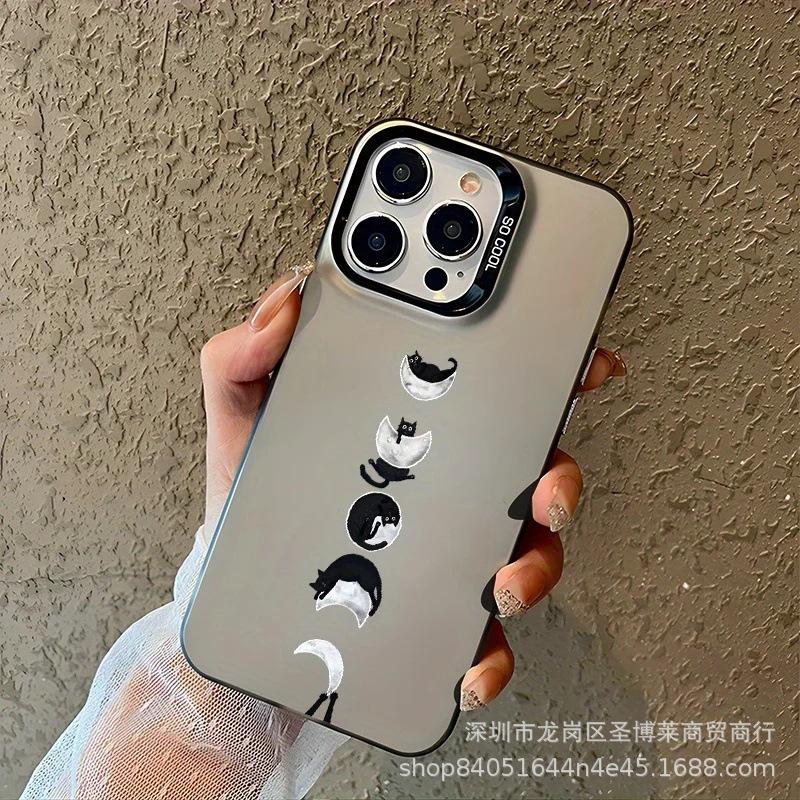 Creative Cat for Apple 15 Colored Silver iPhone14promax Creative 13/11 Matte 16 Protective Case 17