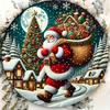 Pc Vintage Aluminum Christmas Wall Art Santa Claus with Gifts Foil Carving Xinch Festive Holiday Decor for Home