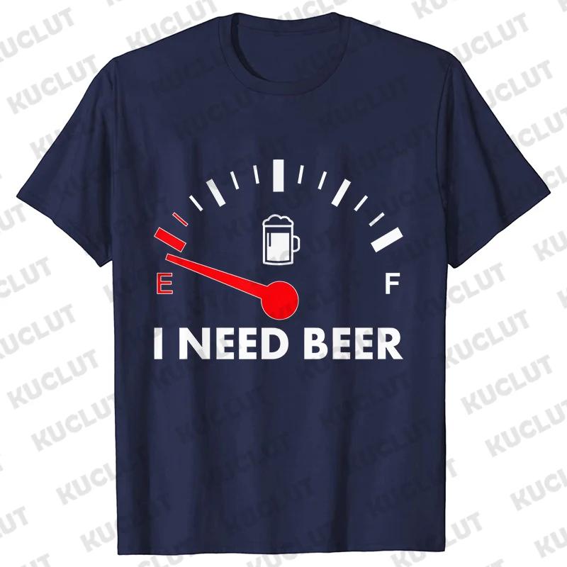 Men's Street Wear T-shirts Need Beer Graphic Tee Shirt Homme Funny Low Battery Need Beer Novelty T-Shirt Drinking Party Tshirts
