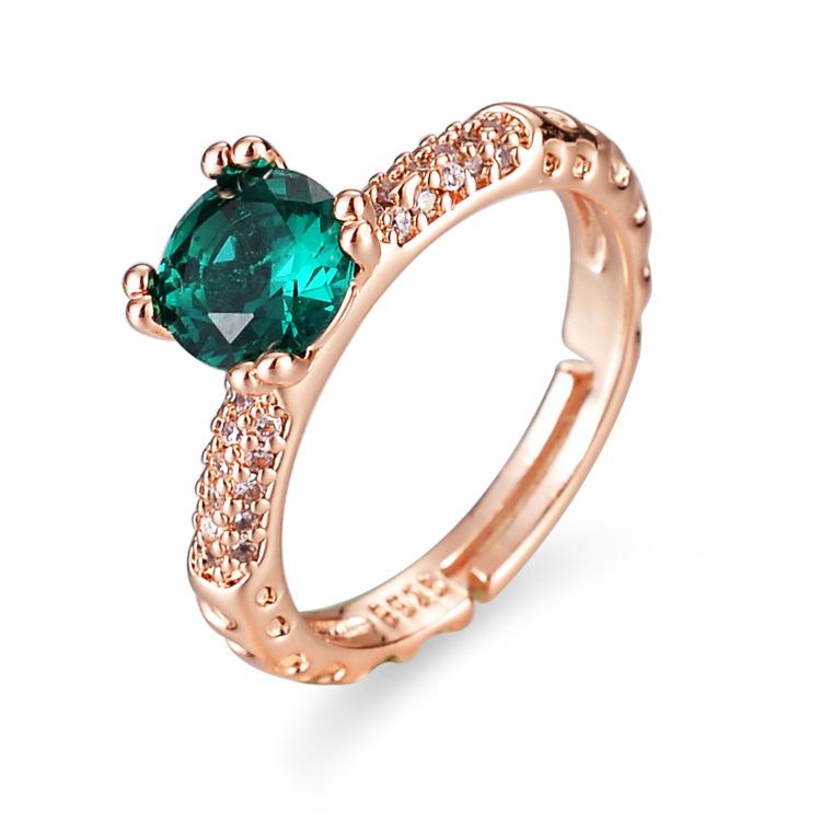 

Кольцо из 18-каратного розового золота с цветным цирконием, открытое кольцо в стиле ретро, высококачественное кольцо с имитацией муассанита и бриллиантами. opening adjustable