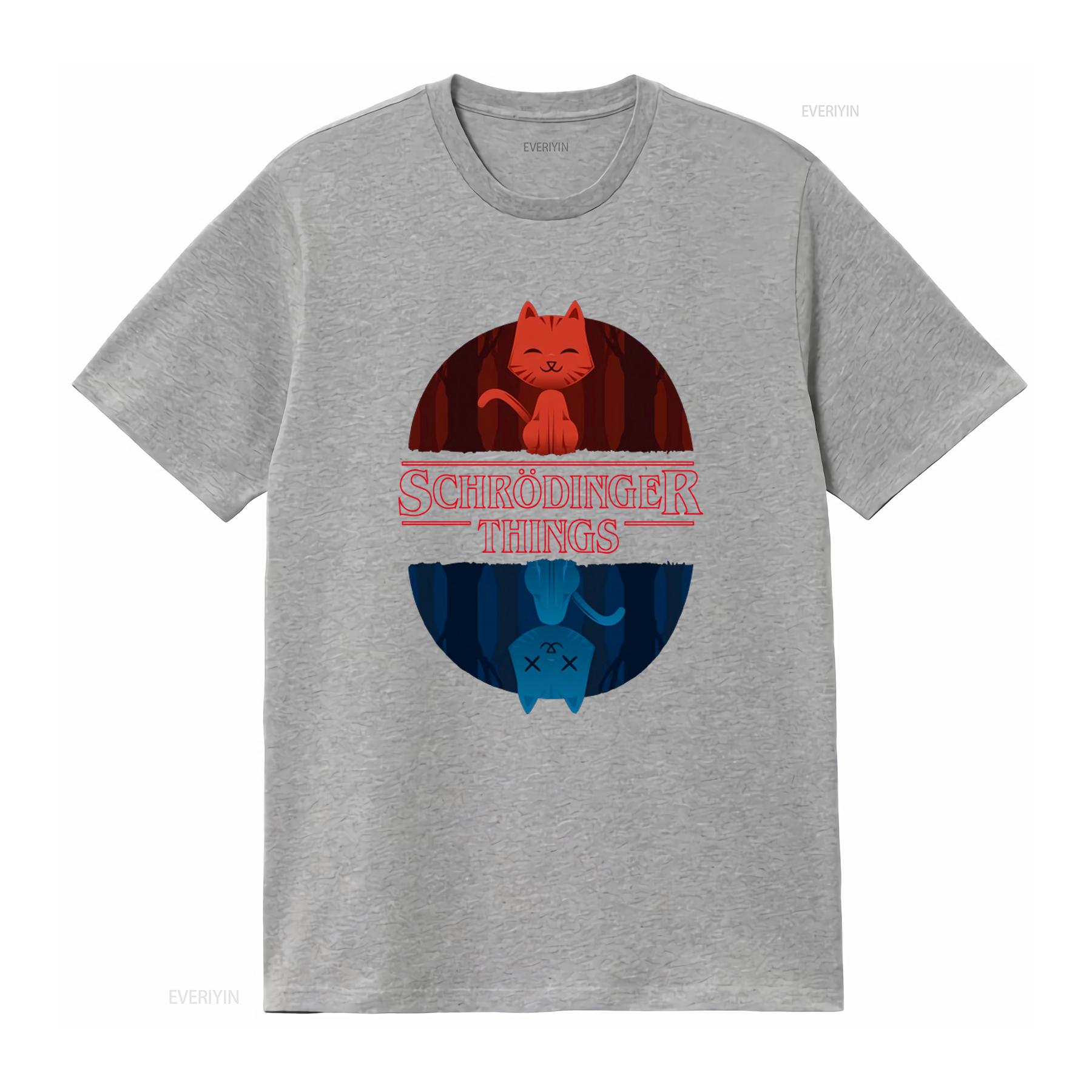 Reality Glitch Mens Schrodinger Things T Shirt Cool Cat Design for Science Lovers vintage Washed Versatile S