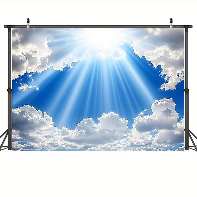 2D Sonnenstrahl Himmel Kulisse, 2D Heller Himmel und Wolken Dekoration