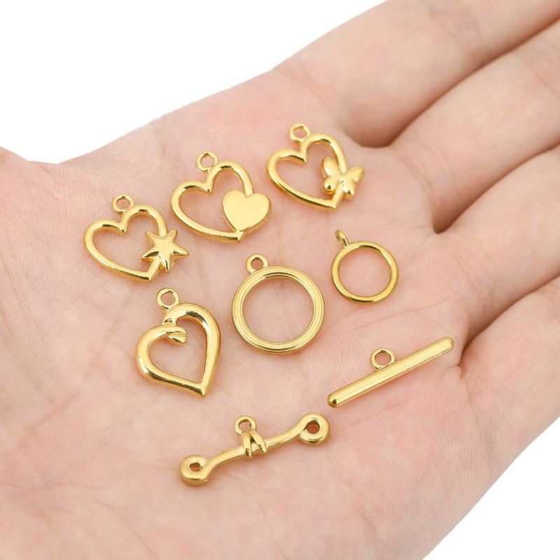 5sets Stainless Steel Toggle OT Clasps Necklace Hooks PVD Never Fade End Connectors For Bracelet Diy Jewelry Making Accessories