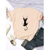 Naughty Black Cat Printed Women Tee Clothing Casual Breathable Short Sleeve Vintage Summer O-Neck Tops T-Shirts