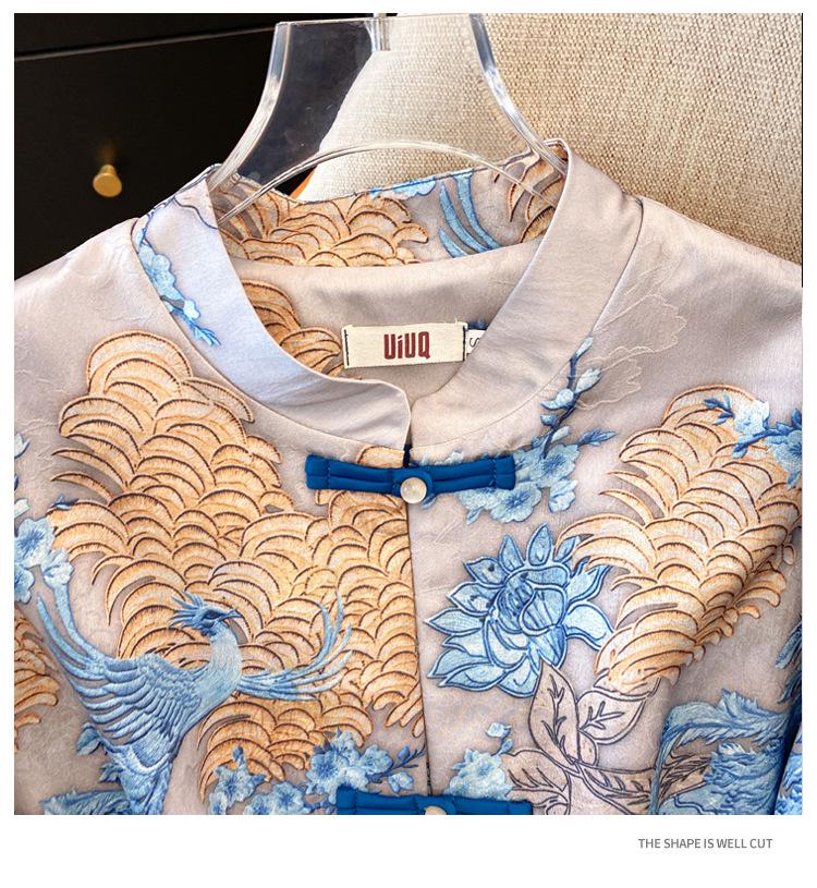 Silk Jacquard Satin Plus Size Oriental Vintage Jacket