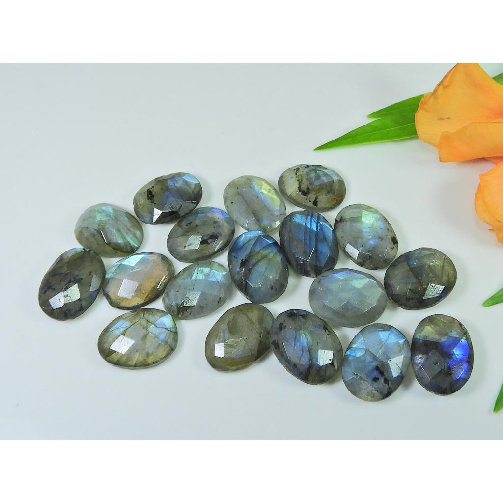 12X16 MM Natural Labradorite Both Side Checker Cut Oval Gemstone 18 Pcs Lot LM-1247