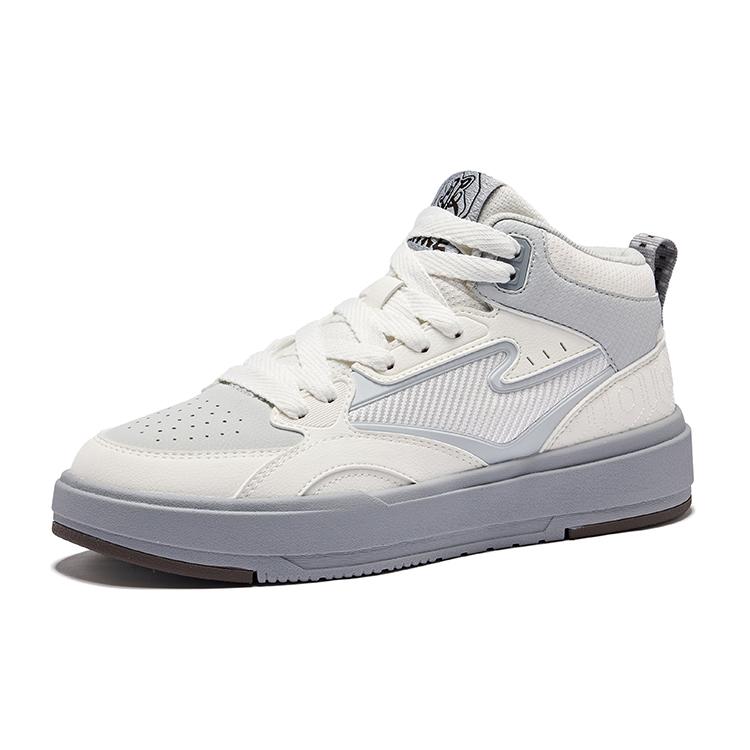 Erke Conquer 4.0 National Style Trend Non-Slip Wear-Resistant Breathable High-Top Skate Shoes Men sneaker Micro-Crystal-White Gray 51125301032-005