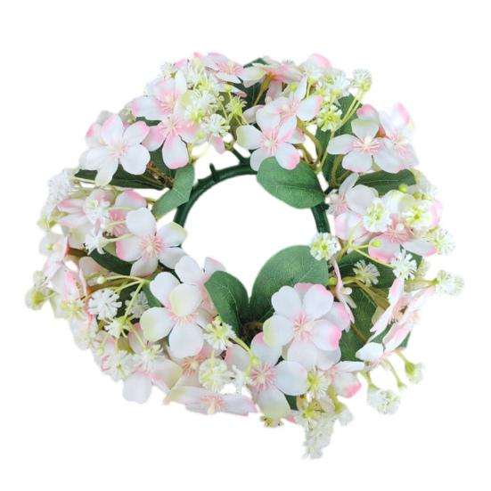 

Artificial Wildflowers Candle Ring Wreath Small Flowers Pillar Candle Holder for Farmhouse Spring Wedding Home Tabletop Decoration світло-рожевий колір