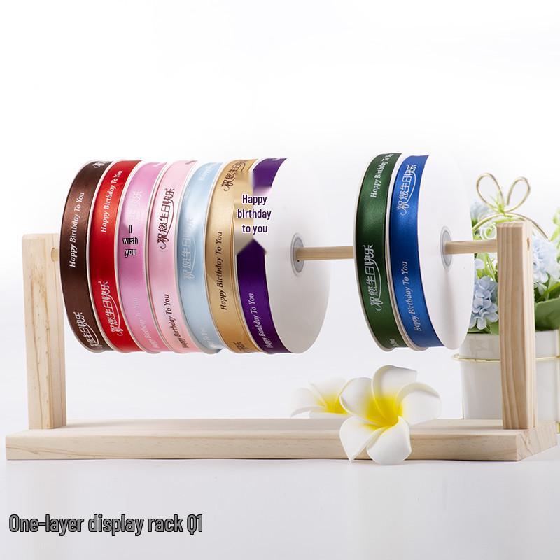 In-Stock Wooden Ribbon and Thread Storage Rack for Cake and Flower Shops