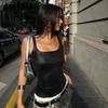 GMXIA Women's Summer Solid Color Square Collar Sleeveless Sexy Vest T-shirt Top Woman