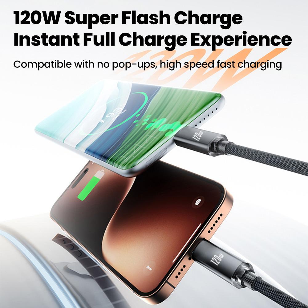 111W Car USB A to Type C Cable Spring Telescopic Fast Charging Cable USBC to C for iPhone 17 16 Samsung Xiaomi Huawei